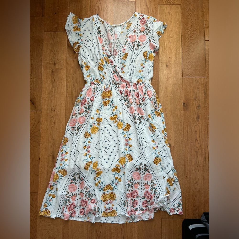 Kori Geometric Floral Midi Dress - Medium